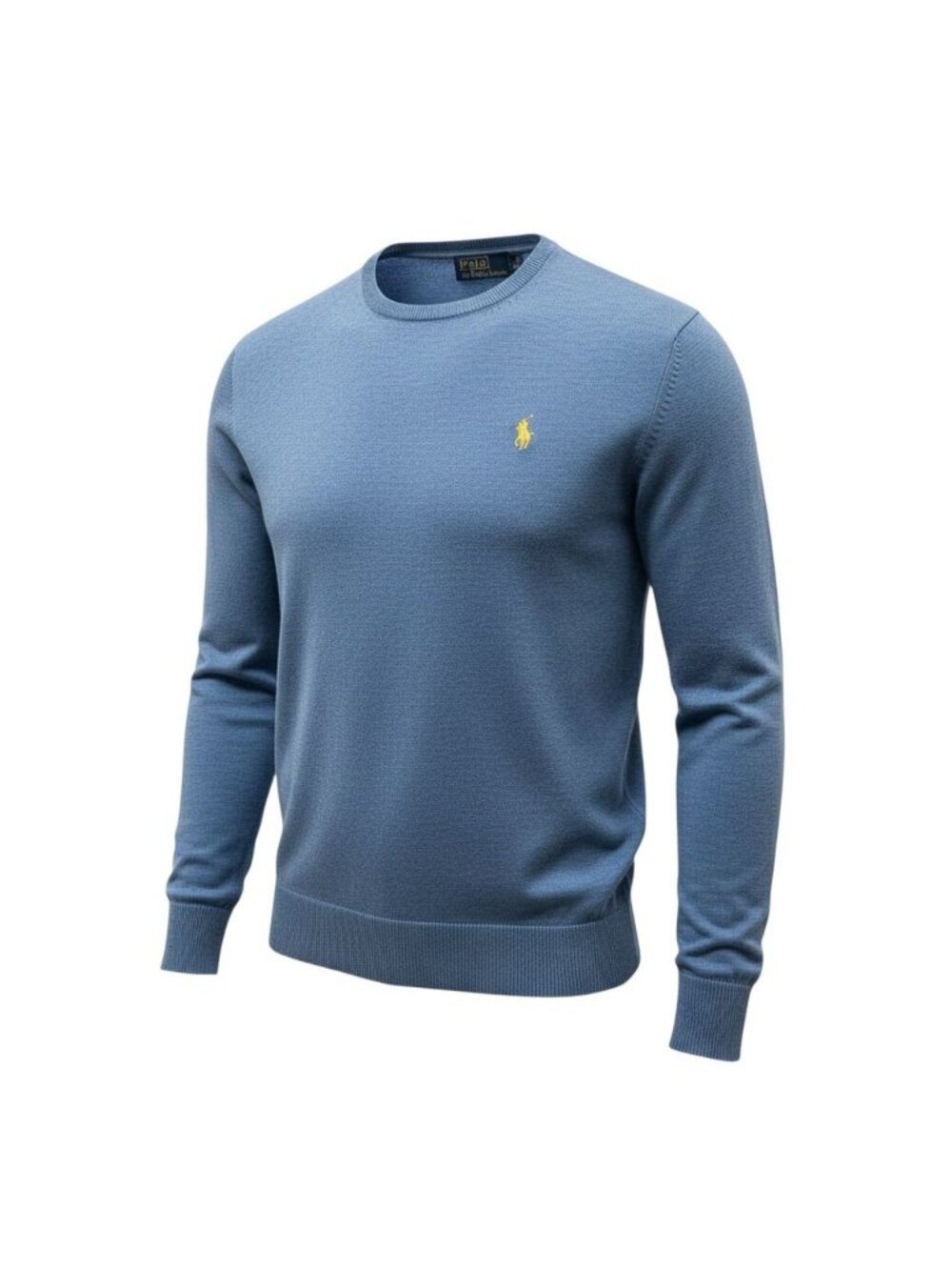 Polo Ralph Lauren Mens Blue Crewneck Sweater L Cotton Cashmere Sm Horse Logo NWT